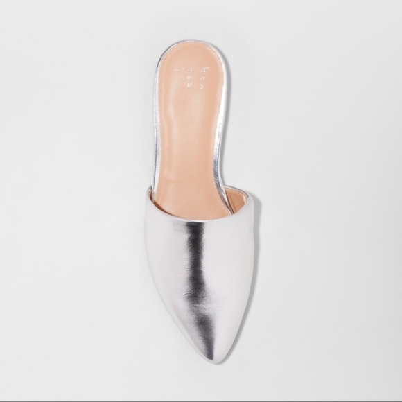NWT A New Day Silver Metallic Slip On Mules sz 8-9 - Picture 3 of 7